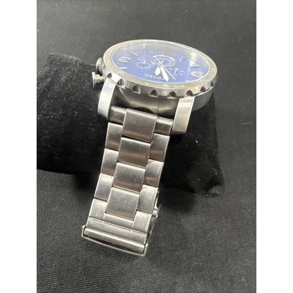 MEN FOSSIL JR-1445 New Battery 50mm Case 6.25” Band Blue Dial Chronograph (B31)